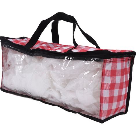 Transparente PVC-Hülle für CDs, Kappen, Sportmützen, Staubschutzhülle, Handytasche, rotes Karomuster, großes Fassungsvermögen (1/5)