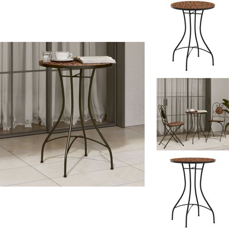 Table de bistro mosaïque terre cuite Ø50x70 cm céramique - Table De Bistro - Table Extérieure - Table Mosaïque - Mobilier De Jardin - Décoration De Terrasse (1/5)