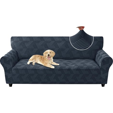 Élastique Housse Canapé 3 Places, Couvre Canape avec Accoudoirs, Antidérapante Housse De Canapé Ajustable, Sofa Cover Universelle Antisalissure, Moderne, pour Le Salon, Gris Foncé (1/5)