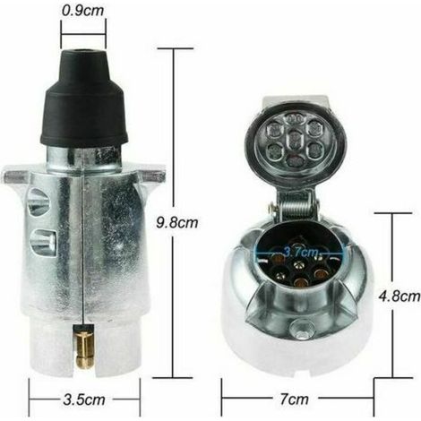 Adattatore per rimorchio 7 pin , maschio e femmina, in alluminio resistente, impermeabile, compatibile 12V (SKM0701) (1/3)