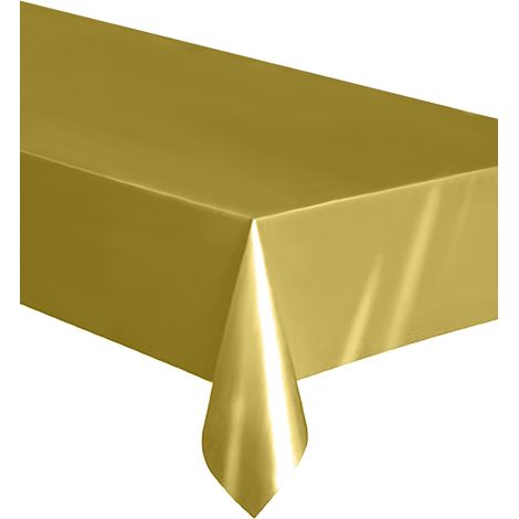 Nappe rectangulaire en plastique doré mat 137 x 274 cm