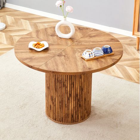 Esstisch rund Ø100 cm mit Stauraum MDF Holzoptik OKMYHOME (1/5)