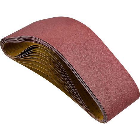 Bande Abrasive, 152 x 1219 mm, Bande de Ponceuse, Grain 80, Lot de 10 Bandes Abrasives en Oxyde d'Aluminium pour Ponceuses à Bande, Travail Ponçage du Bois, Acier, Aluminium, Métaux Non Ferreux (1/5)