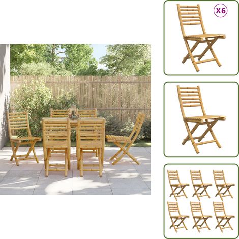 Gartenstühle 6 Stk. Klappbar 43x54x88 cm Bambus - Bambus Gartenstuhl - Klappstuhl - Gartenmöbeln - Outdoor Möbel - Terrassentisch (1/5)