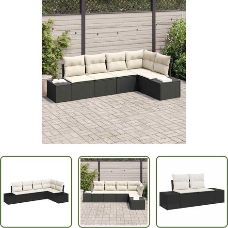 Terrassensofa -  Gartensofa-set 5 pcs Schwarz Poly-Rattan (1/5)
