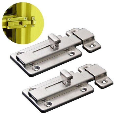 INHHUB 2pcs Stainless Steel Latch Silver Sliding Doors Lock Keyless Door Bolt for Doors - INHHUB (1/5)