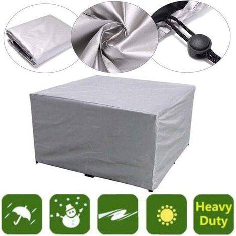Gartenmöbelabdeckung, rechteckig, 210D Oxford-Gewebe, wasserdicht, schneesicher, UV-beständig, staubdicht, für Gartenmöbel und Terrassentische, Silber, 45 x 40 x 25 cm (1/5)