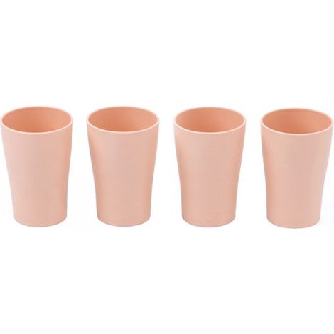 Gobelets - Lot de 4 - Gobelets en plastique - Empilables - Incassables - Faciles à nettoyer - Réutilisables - Roses - 300 m (1/5)
