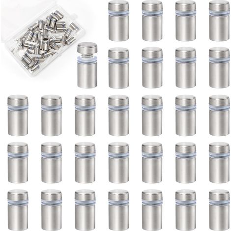 Lot de 30 Support Vis, Entretoise Plaque de Verre, Vis D'écartement en Acier Inoxydable Entretoise Brique de verre pour Verre Acrylique Photos (1/5)