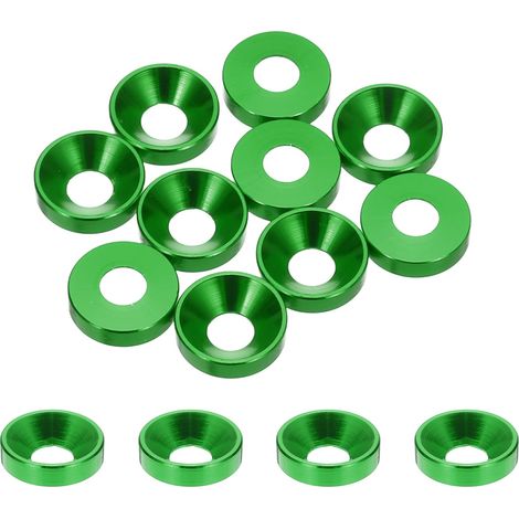 10 Pièces Rondelles à Tête Fraisée, Rondelles de Tasse M4 x 10 mm, Rondelle Fraisée, Rondelle Boulon En Aluminium Pour vis à tête, tige filetée, Accessoires Mécaniques, Vert (1/5)