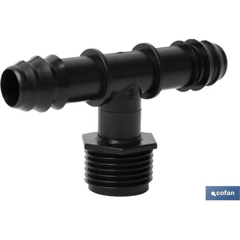 Raccord en T mâle 1/2" pour tuyaux d'irrigation, montage facile et matériau durable