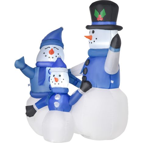 HOMCOM Pupazzi di Neve Gonfiabili 120cm Esterno Impermeabile Decorazione Natale (1/5)
