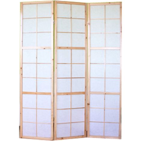 Paravento 3 ante in legno naturale e carta di riso 175x132cm PAR06033