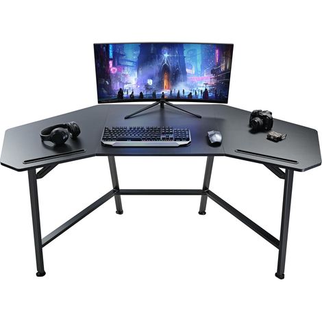 Table gaming forme aile 160×74cm grand format, bureau ordinateur avec deux emplacements iPad. Convient maison, bureau, studio et diffusion live