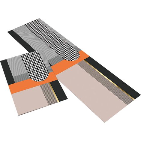 2 Tapis de cuisine, mousse à mémoire de forme, surface antidérapante, imperméable, velours cristal, pour station debout prolongée (1/5)