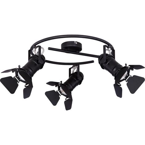Deckenleuchte schwenkbar Deckenlampe 3-Flammig Deckenstrahler schwarz, Filmscheinwerfer, 3x GU10, DxH 40 x 26,5 cm