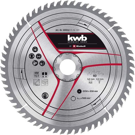 Lame scie circulaire carbure Ø 250 x 30 x 3,2 mm, 60 dents (1/5)
