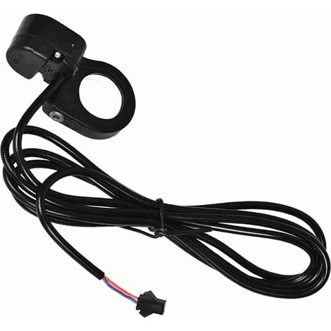 Botón de claxon para bicicleta de 22,5 mm - Cable de 1,5 m, botón táctil de plástico - Para manillares de bicicletas eléctricas, bicicletas de montaña y patinetes, color negro, dimensiones 2,5 x 3,6 x (1/5)