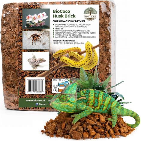 BioCoco Husk Brick Bricchette di substrato di cocco in scaglie da 4,5 kg per terrario (1/5)