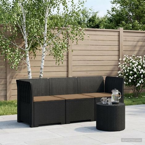 vidaXL 3-Seater Garden Sofa with Cushions Rattan Look PP Anthracite (1/5)