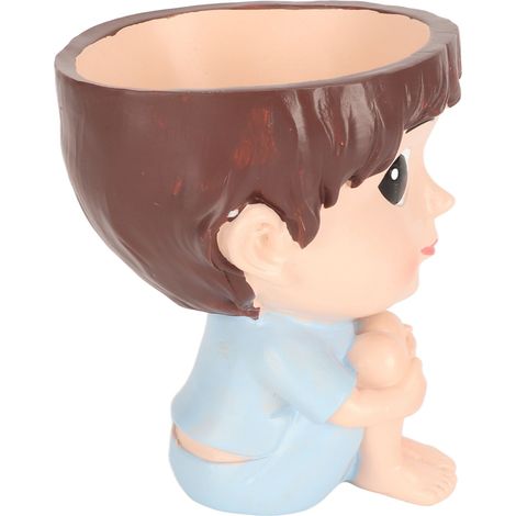Pot de Fleur Visage Garçon en Résine pour Succulentes - Décoration Maison Mignonne et Moderne (1/5)