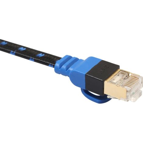 Câble Ethernet Cat7 Matériau Pvc et Cuivre Double Blindage Plat avec Fibre, Haute Vitesse Longueur 2 Mètres pour Routeurs et Téléphones Voip (1/5)