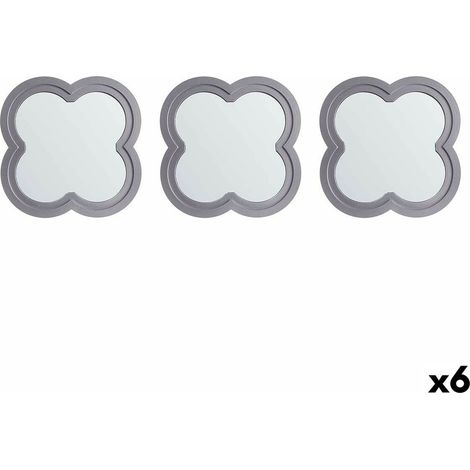 Regalo Decor Set diSpecchi Fiore Polipropilene Argento 78 x 26 x 2,5 cm (6 pezzi)