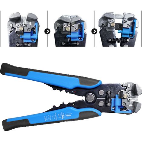 Automatischer 3-in-1-Kabelabisolierer, rutschfester Griff, Abisolier- und Schneidfunktion, mühelos, für Elektriker, Blau (1/5)