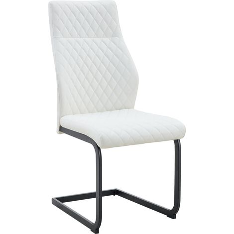 Set tavolo e 4 sedie da pranzo in vetro temperato rotondo 85 cm con sedie bianche in PU (1/5)