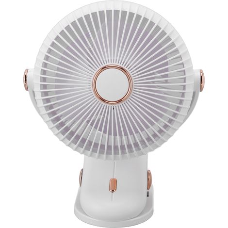 Ventilateur de bureau à clip 3 vitesses, design sécurisé et compact, ventilateur portable pour bureau, maison, dortoir, poussette, blanc