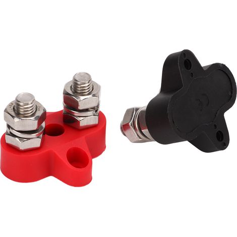 Bornes doubles M8 renforcées 48 V, noires et rouges, avec gaine thermorétractable et bornes en cuivre, universelles (1/5)