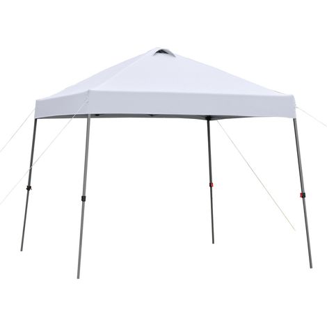 Tonnelle pliante 3x3m, tente de jardin avec sac de transport à roulettes, tonnelle étanche à structure en acier pour les fêtes en plein air et le camping, blanche