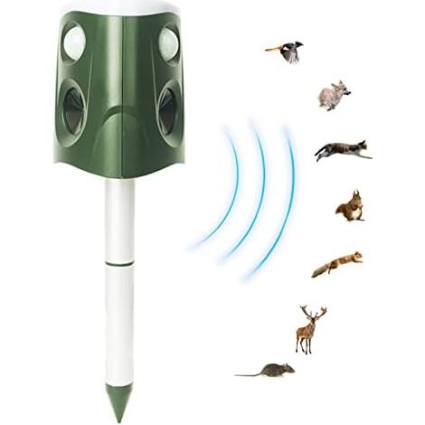 Solarbetriebene Ultraschall-Schädlingsbekämpfung mit 360°-Verteiler ° Ultraschallgerät zur Tierabwehr, Vogelabwehr, Mäuseschutz mit Tierabwehrfunktion und 12-LED-Lampe (1/5)