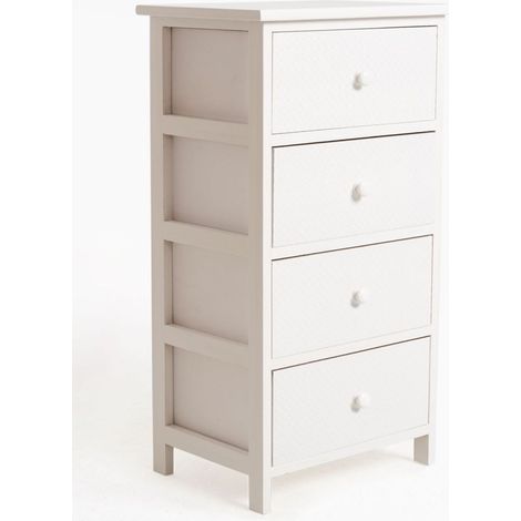 Muebles Auxiliares - Mueble Auxiliar Lotuc Blanco Ancho 4 Cajones