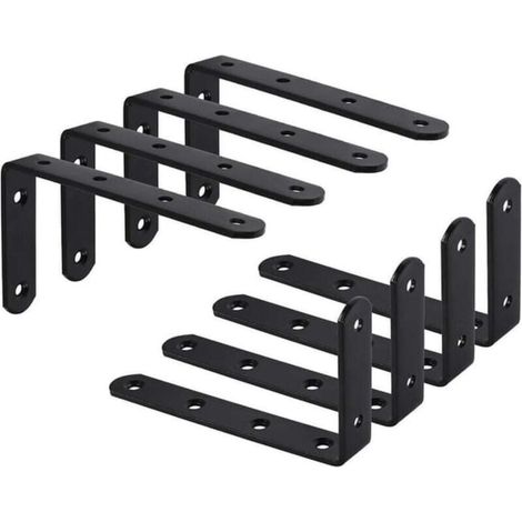 8 wall brackets, L-shaped bracket pack, fixed bracket, hanging furniture, 125x75x3mm