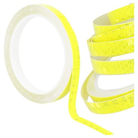 Cinta reflectante para bicicleta, escalones autoadhesivos de 8 m amarillos. (1/5)