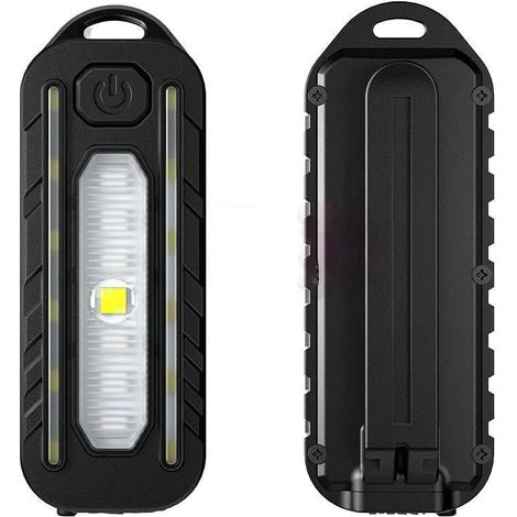 Petite lampe de poche LED super lumineuse avec 5 modes d'éclairage, lumière rouge et bleue clignotante, clip portable, rechargeable par USB, mini lampe de poche étanche