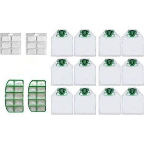 Kit Sac Aspirateur pour Vorwerk Kobold VK200 VK220 avec Filtre , XU,Remplacement - 12 Sacs de rechange + 2 Filtres HEPA + 12 Parfums - (1/4)
