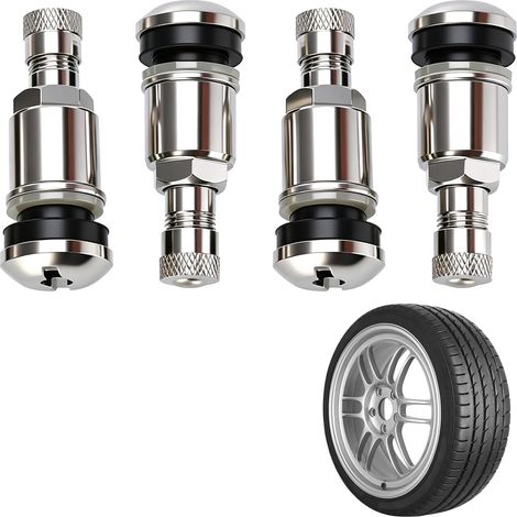 Jeu de 4 Valves de Pneus Tubeless Universelles en Acier pour Voitures, Valve Pneu Doré 43mm avec Surface Nickelée Brillante, pour Maintenance, Tuning, et Sécurité sur Route (1/5)