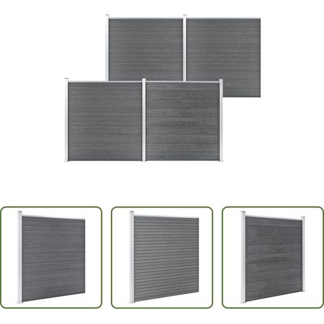 vidaXL Holz-Kunststoff-Verbundplatte - Gartenzaun WPC 699x186 cm Grau