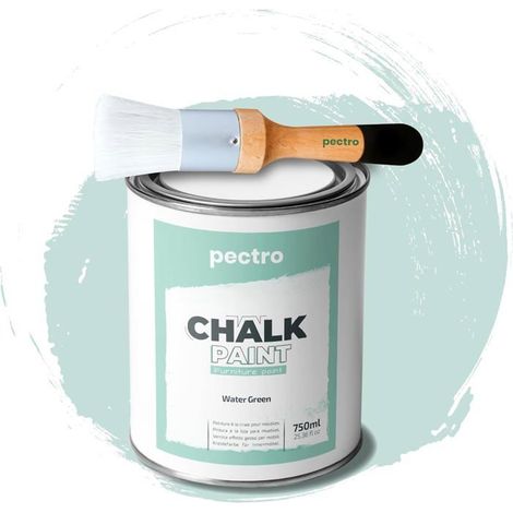 Pintura a la Tiza - PECTRO - VERDE AGUA - 750ml - Brocha de Madera Incluida - Acabado Mate