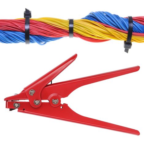 HS-519 Crimpzange für Nylon-Kabelbinder, verstellbares Spannwerkzeug zum Befestigen und Schneiden von Nylon-Kabelbindern (rot) (1/5)