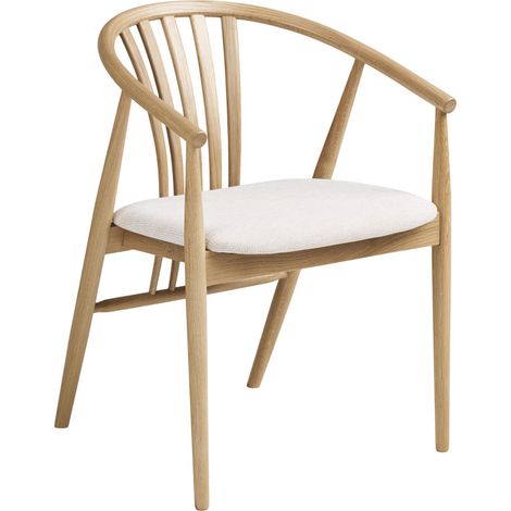 BESS-Fauteuil de table en chêne massif et tissu beige (1/5)