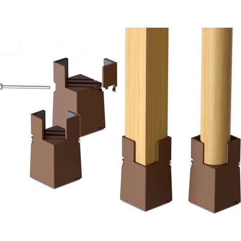 Ensemble de 4 rehausseurs de lit réglables 22-42mm – Acier solide – Hauteur 5 cm – Capacité 500 kg – Pour pieds de meubles marron (1/5)