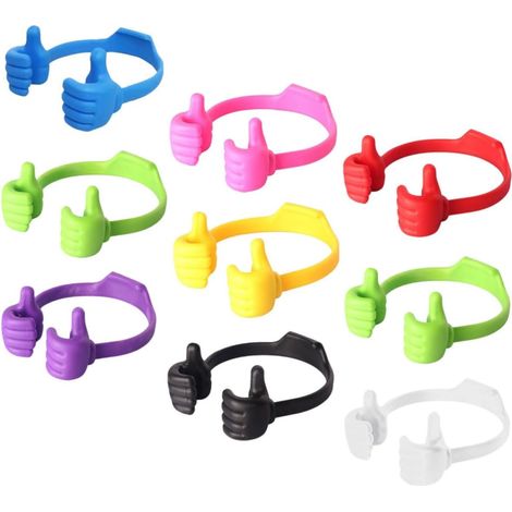 Support de Téléphone Portable Pouce Levé en PP, Lot de 9 Pièces, Support Pratique et Créatif pour Bureau et Chambre, Design Simple et Adorable (1/5)