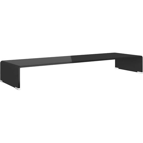 Mobile/Rialzo Porta TV in Vetro Nero 100x30x13 cm vidaXL