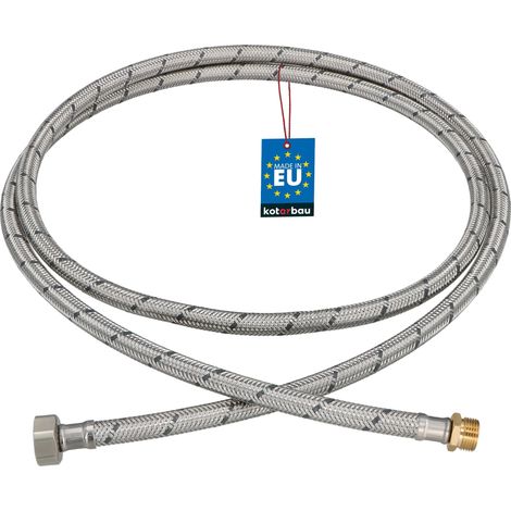 KOTARBAU® Flexible Robinet 1/2" x 3/8" - Flexible Eau - Tuyau Robinet 200 cm - Mâle x Femelle - Rallonge Robinet Cuisine Flexible - Acier Inoxydable - Tuyau Flexible Plomberie (1/4)