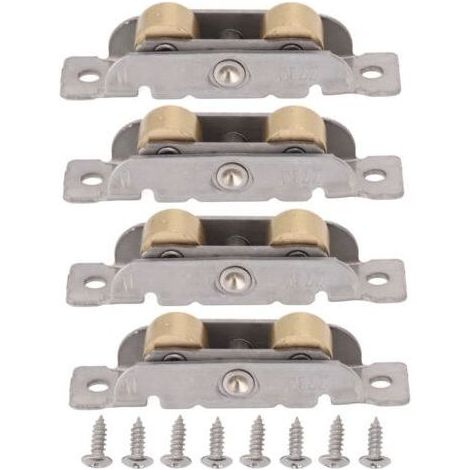 Ensemble de 4 roulettes pour porte-fenêtre coulissante, en acier inoxydable et cuivre, avec roulement à billes pour verre plat. (1/5)