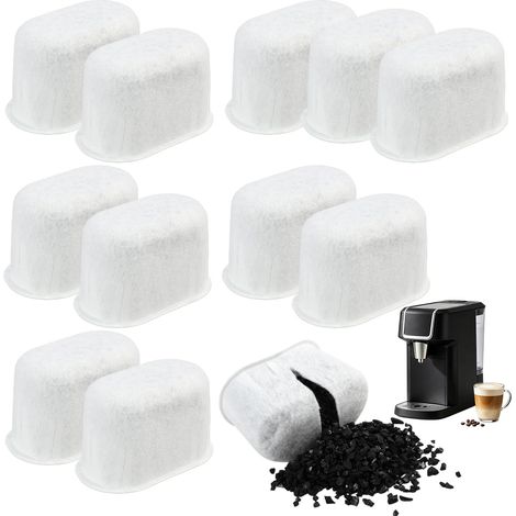 12 x Water Filter Cartridges - Filters Compatible with ES501, ES601EU, ES655CO, ES701EU - Accessories for 3 Stage Filtration Coffee Machines, Anti Chlorine (1/5)