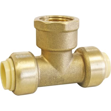 SOMATHERM POUR VOUS – Raccord en T en laiton pour installation par simple pression sur tuyaux en cuivre, PER ou multicouches Ø 14 – Filetage intérieur 15/21 au centre (1/3)
